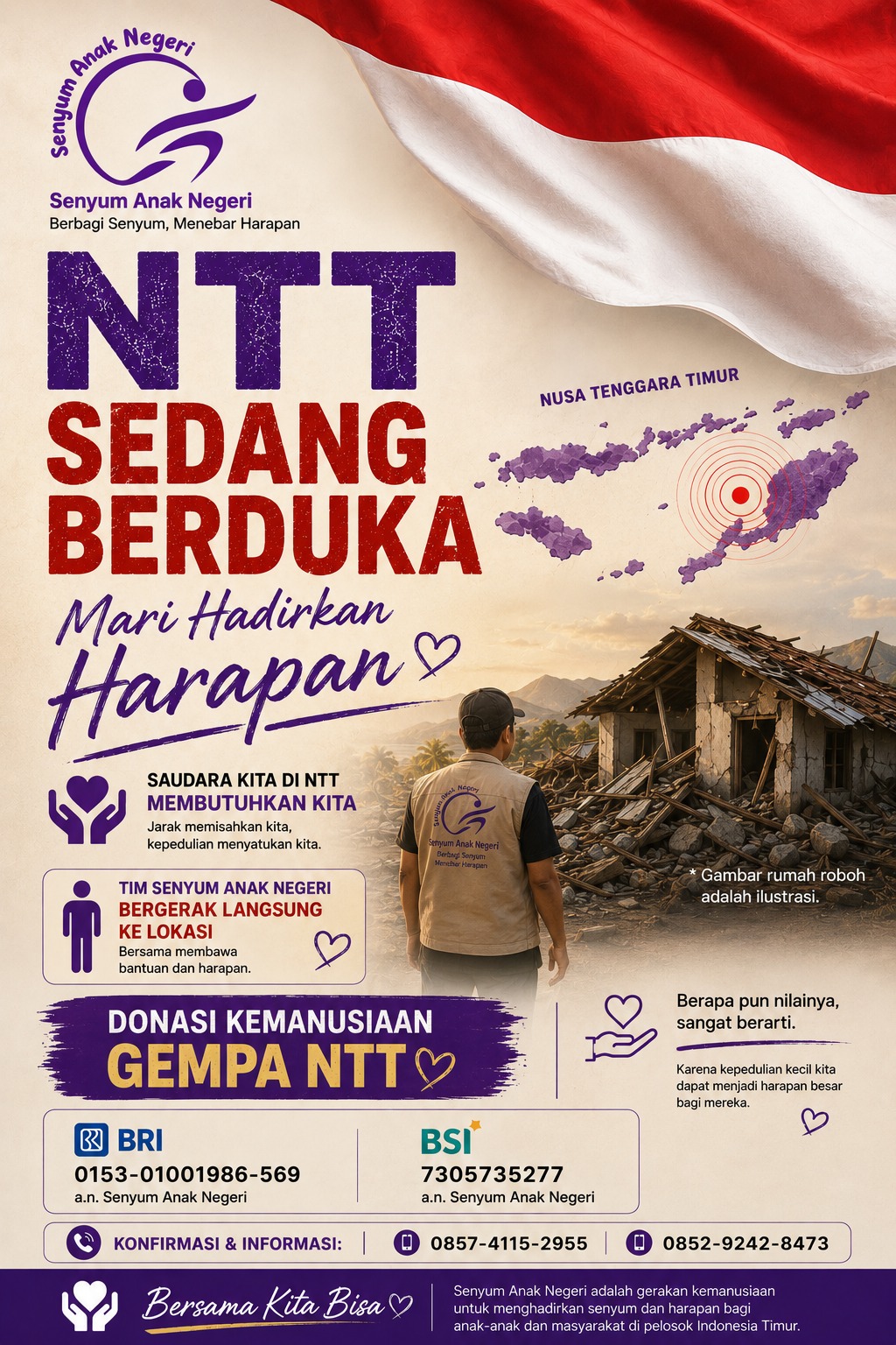 Pamflet campaign donasi kemanusiaan Gempa NTT